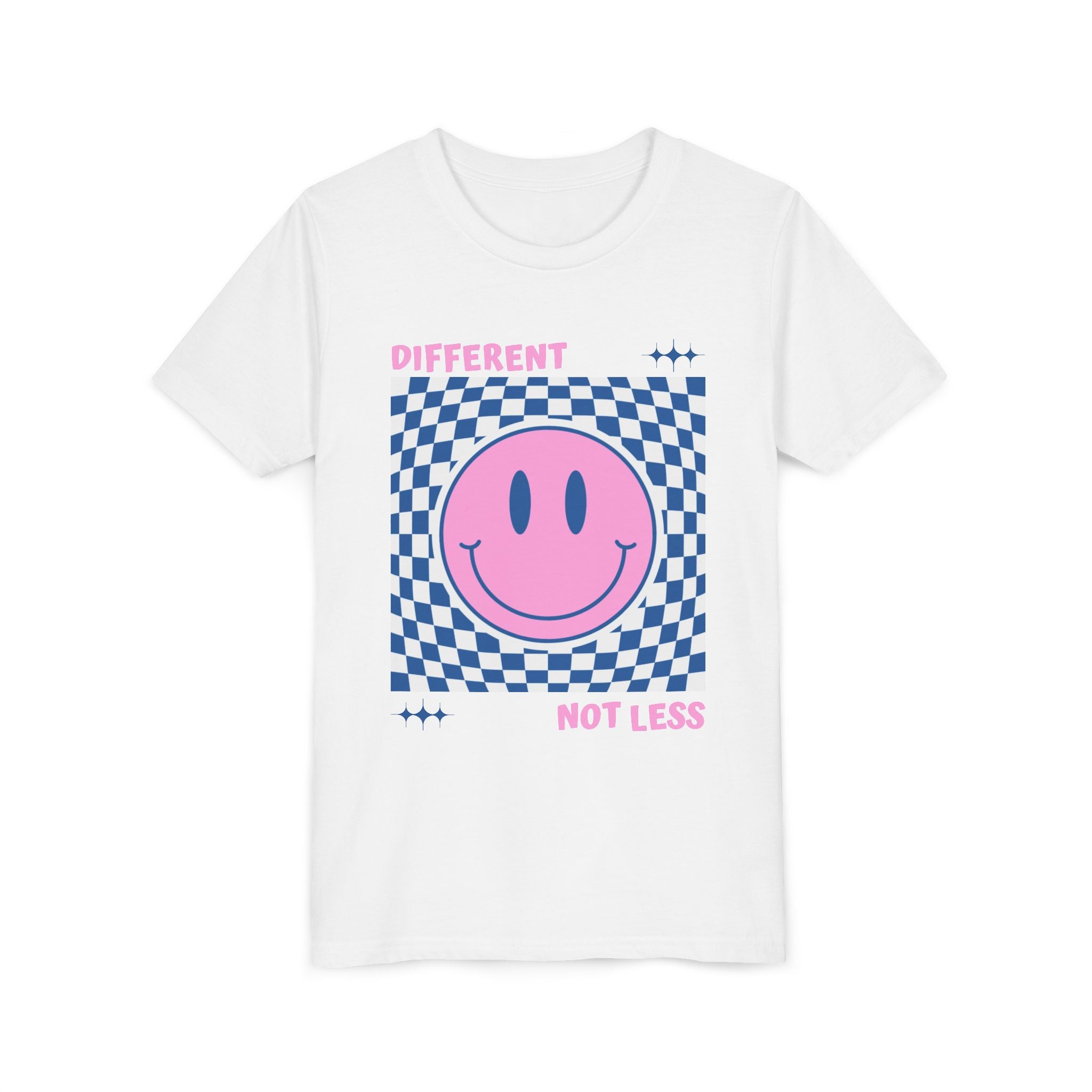 “Different, Not Less.” Pink/Blue Youth Tee