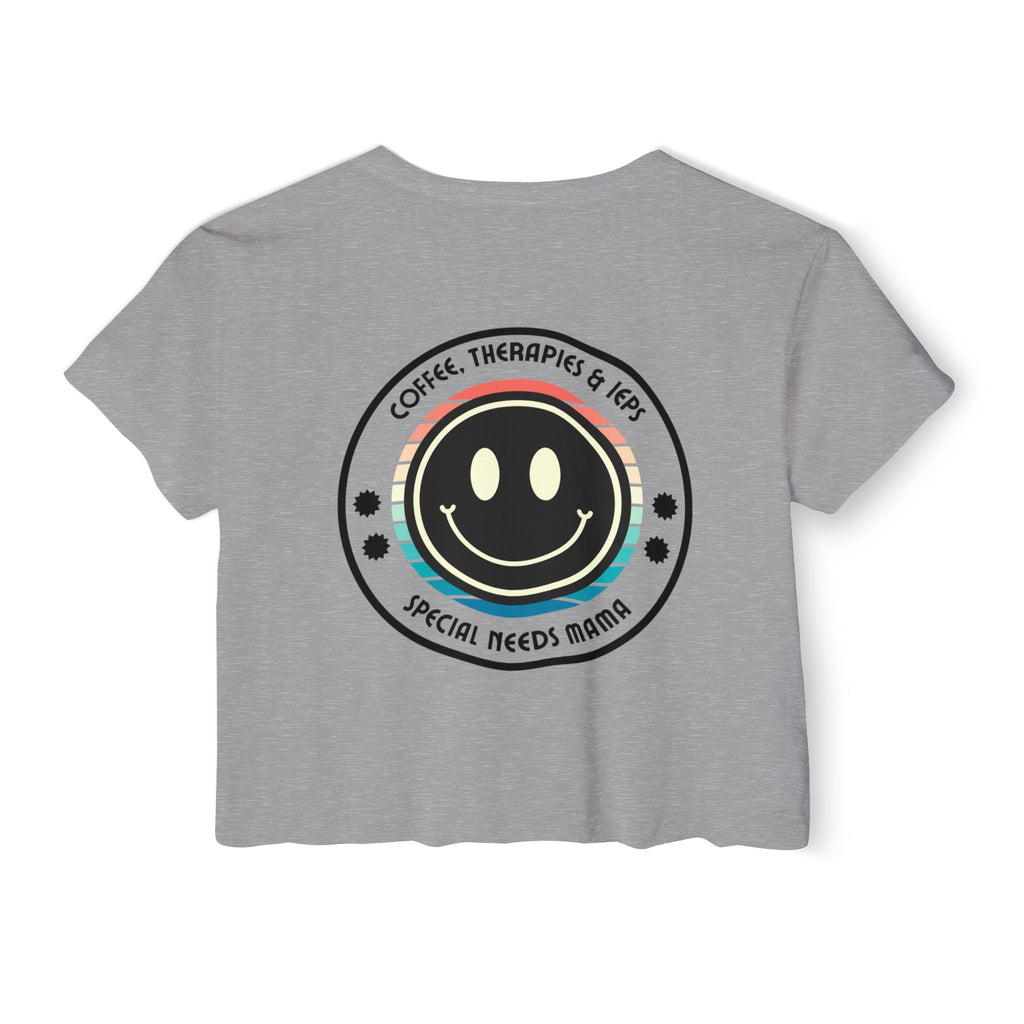 “Coffee, Therapies & IEP’s, Special Needs Mama” Women’s Crop Top