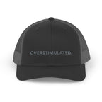 “Overstimulated.” Grey Text Embroidery Hat