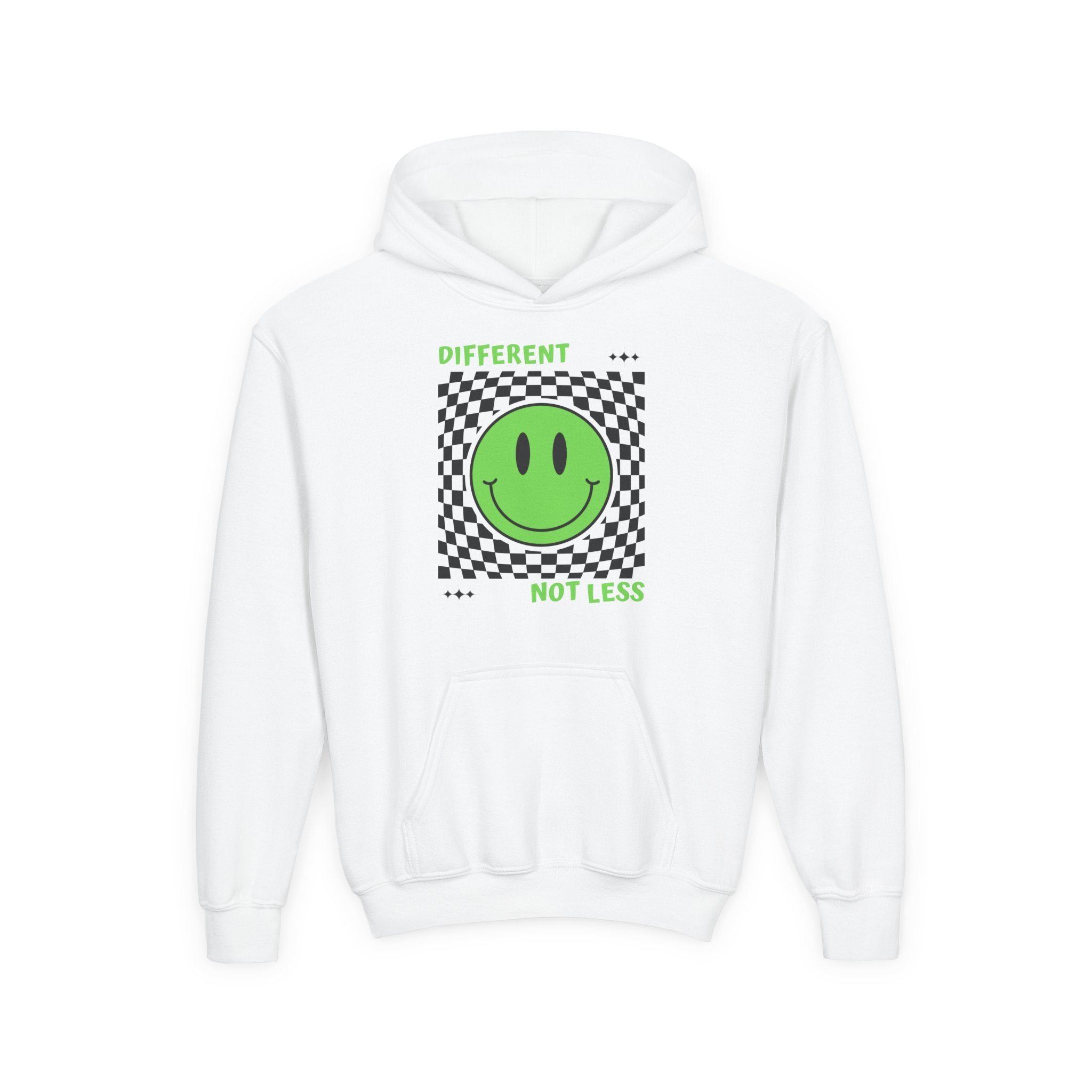 “Different, Not Less.” Green/Black Youth Hoodie