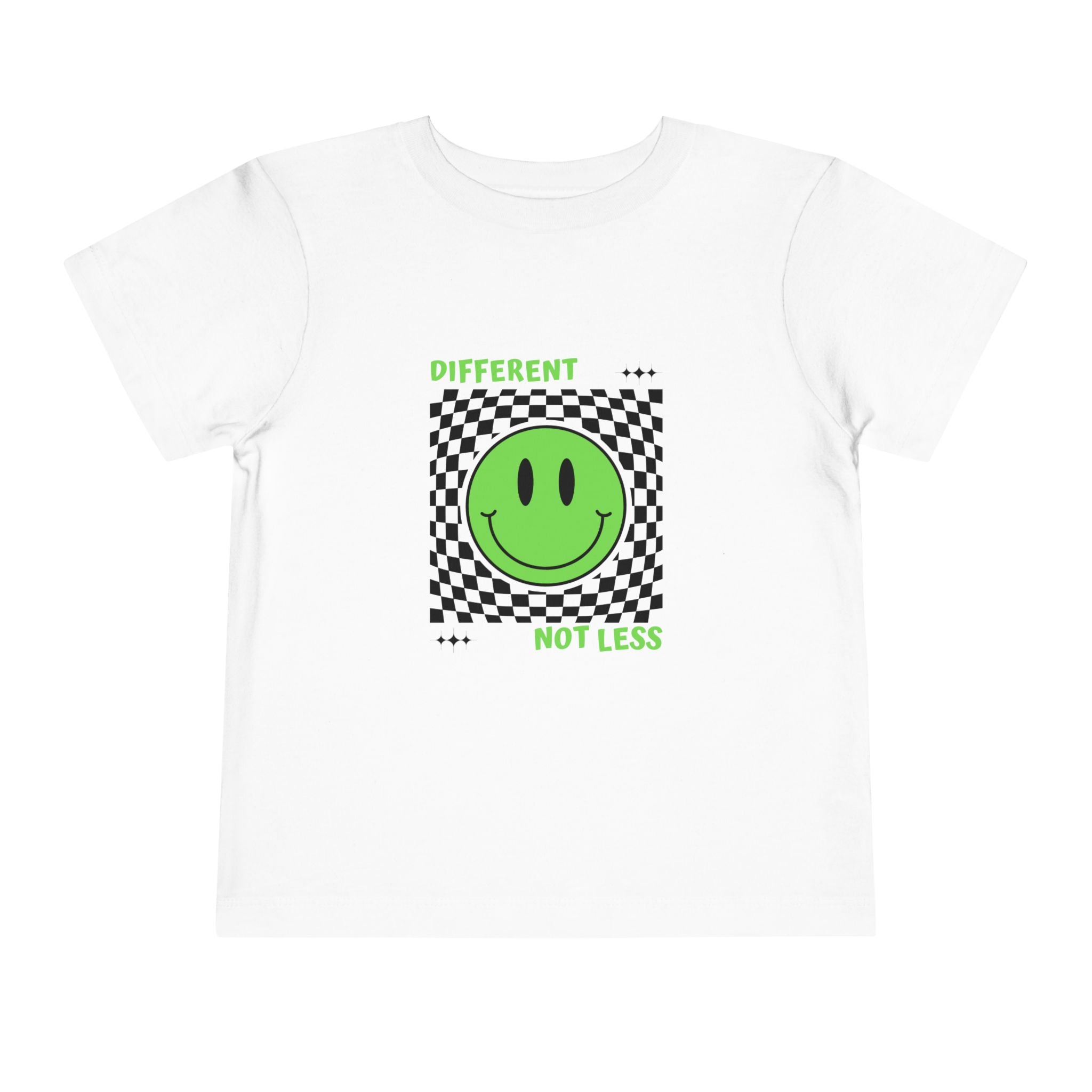 “Different, Not Less.” Black/Green Toddler Tee