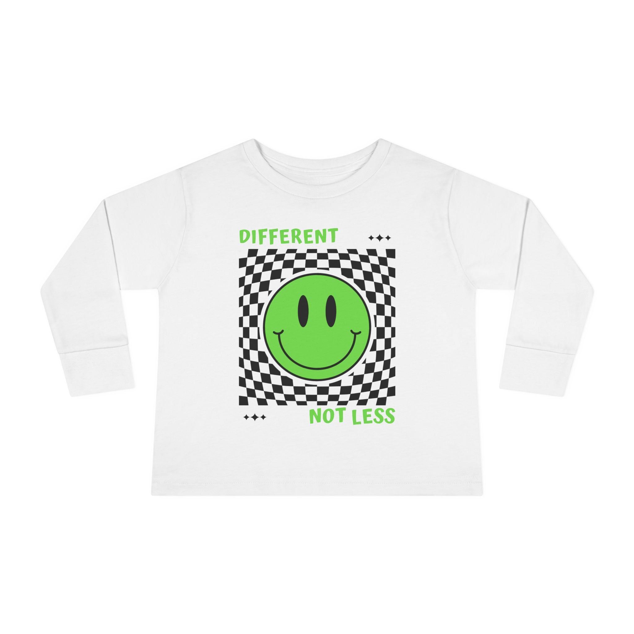 “Different, Not Less.” Black/Green Toddler Long Sleeve