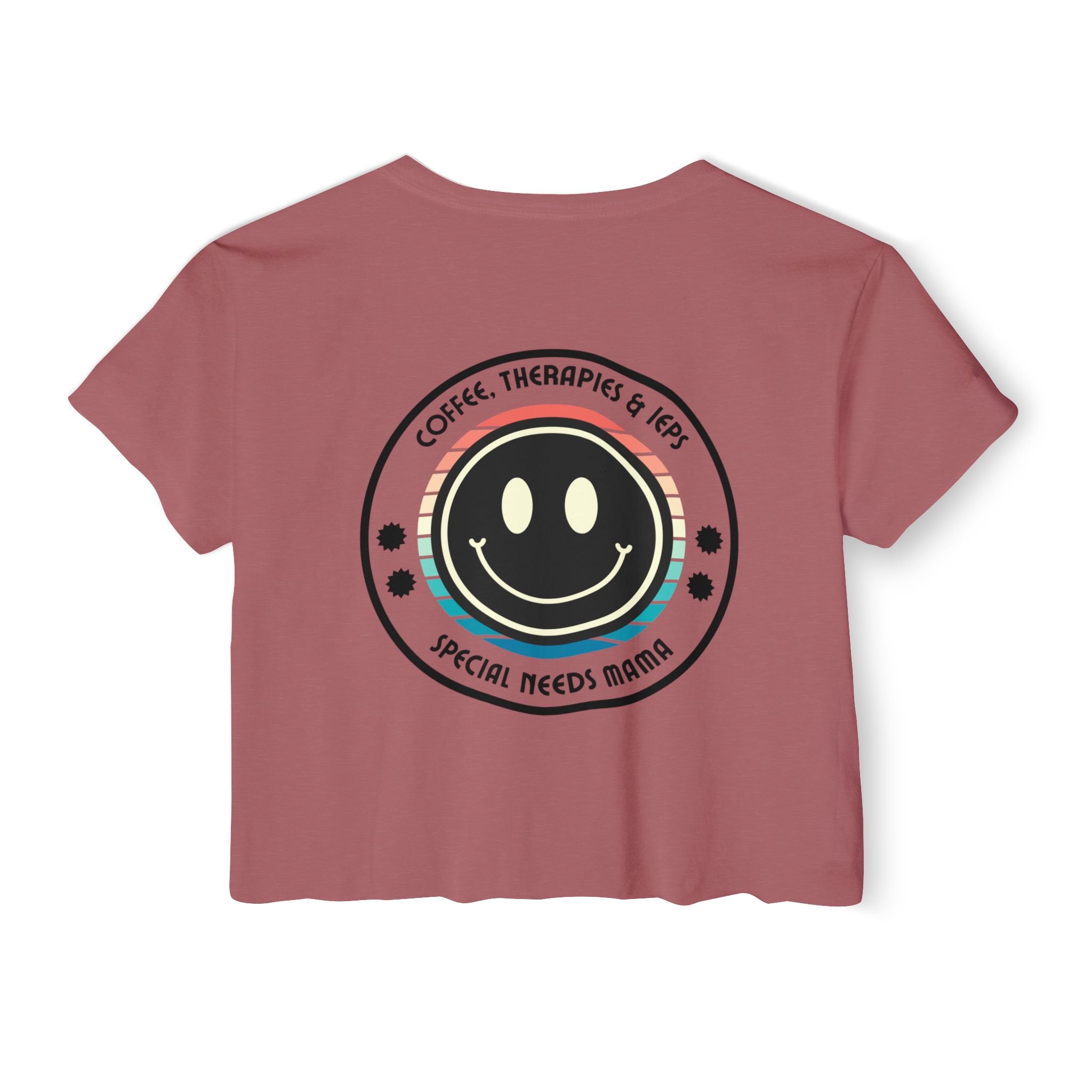 “Coffee, Therapies & IEP’s, Special Needs Mama” Women’s Crop Top