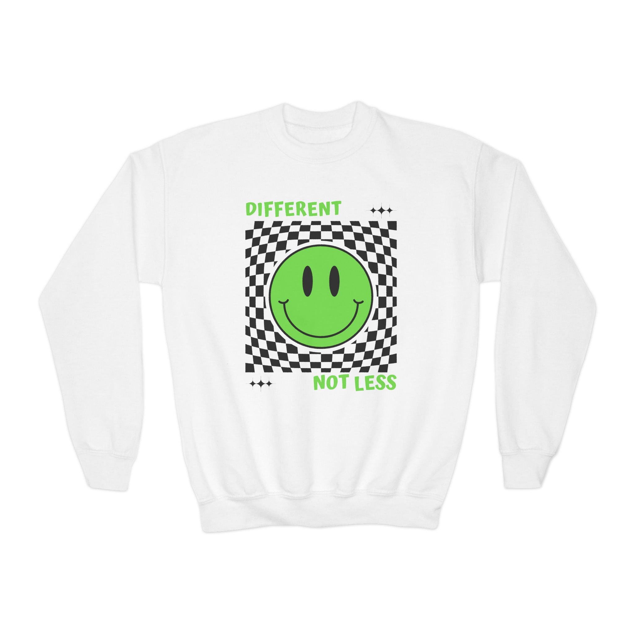 “Different, Not Less.” Green/Black Youth Sweater