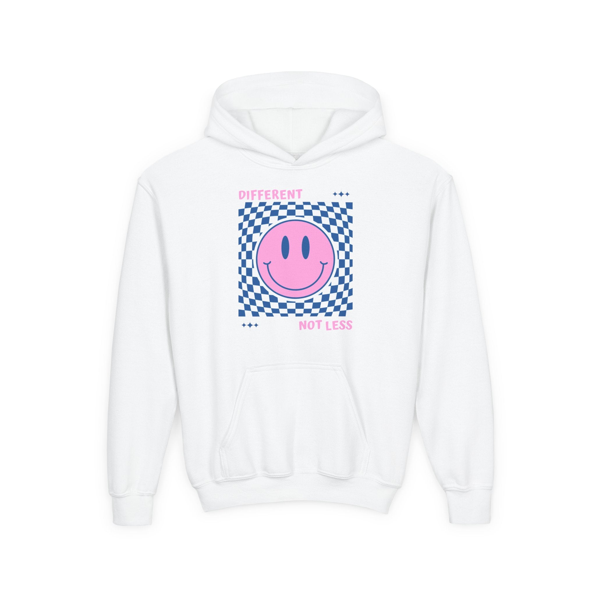“Different, Not Less.” Pink/Blue Youth Hoodie