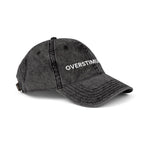 “Overstimulated.” White Text Embroidery Vintage Hat