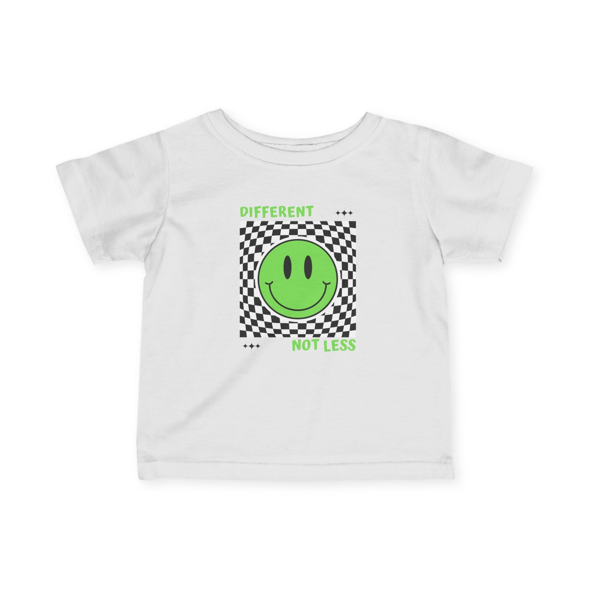 “Different, Not Less.” Green/Black Infant Tee
