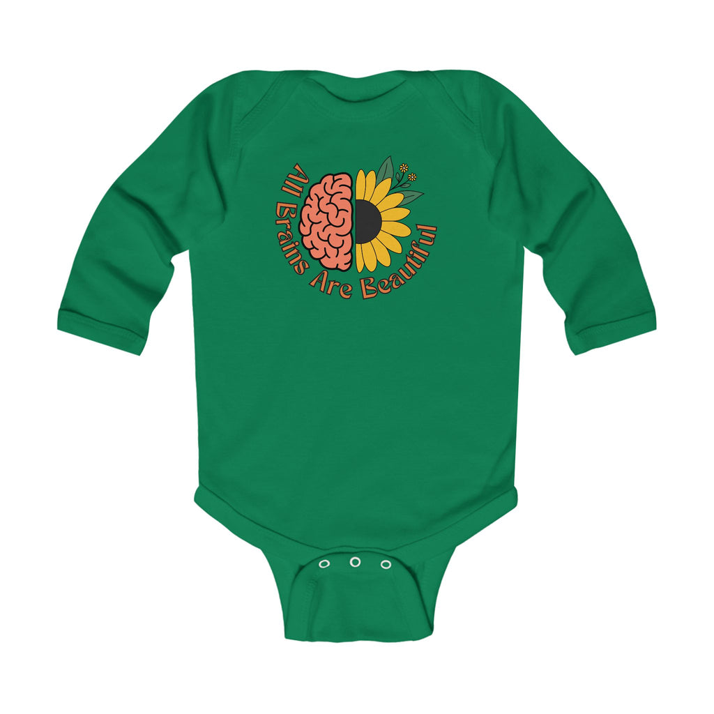 “All Brains Are Beautiful” Infant Long Sleeve Onesie