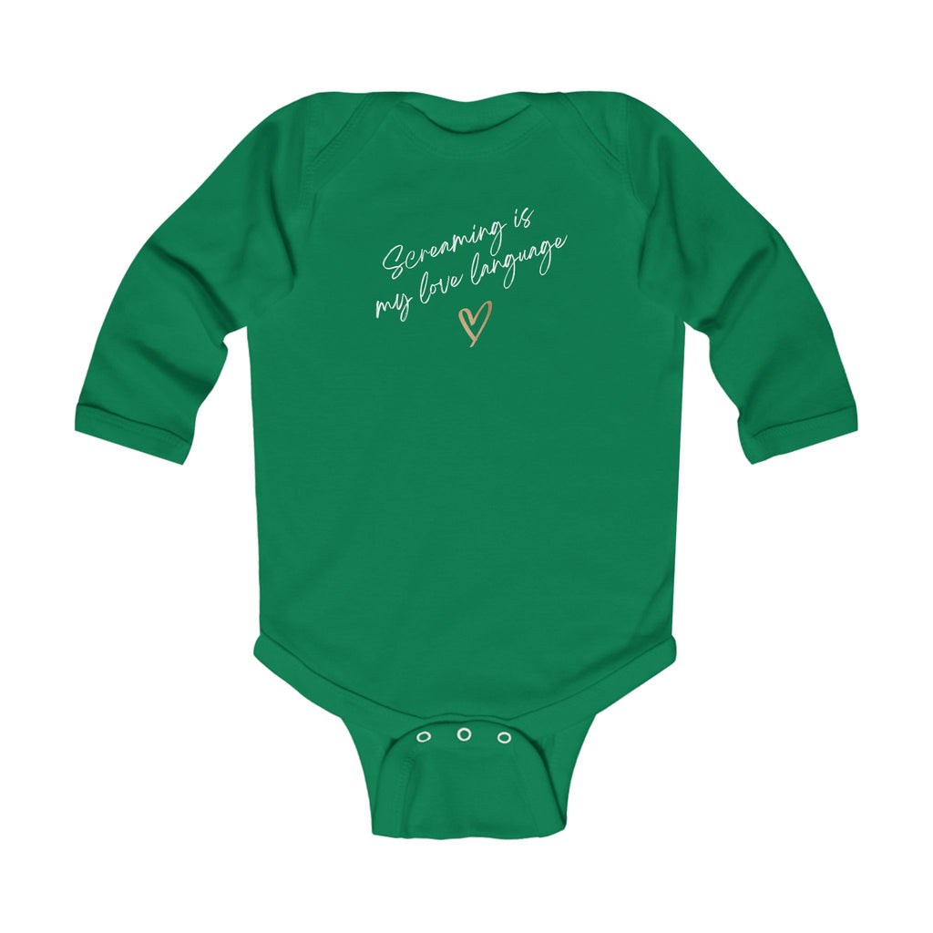 “Screaming Is My Love Language” Infant Long Sleeve Onesie