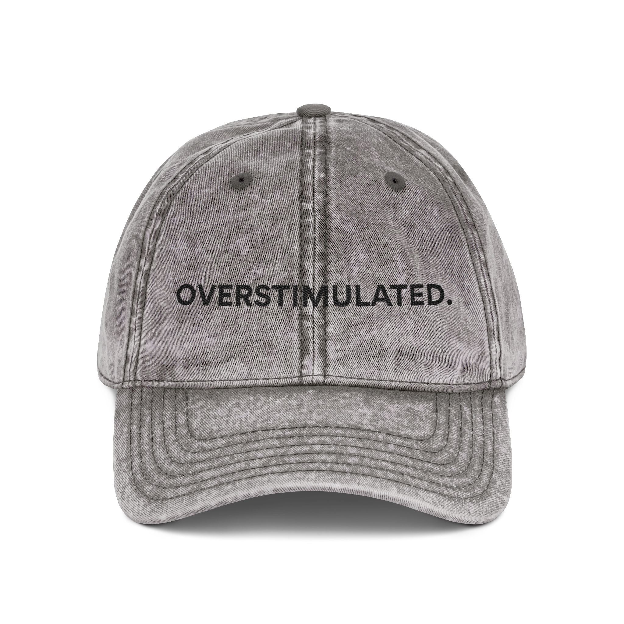 “Overstimulated.” Vintage Embroidery Hat