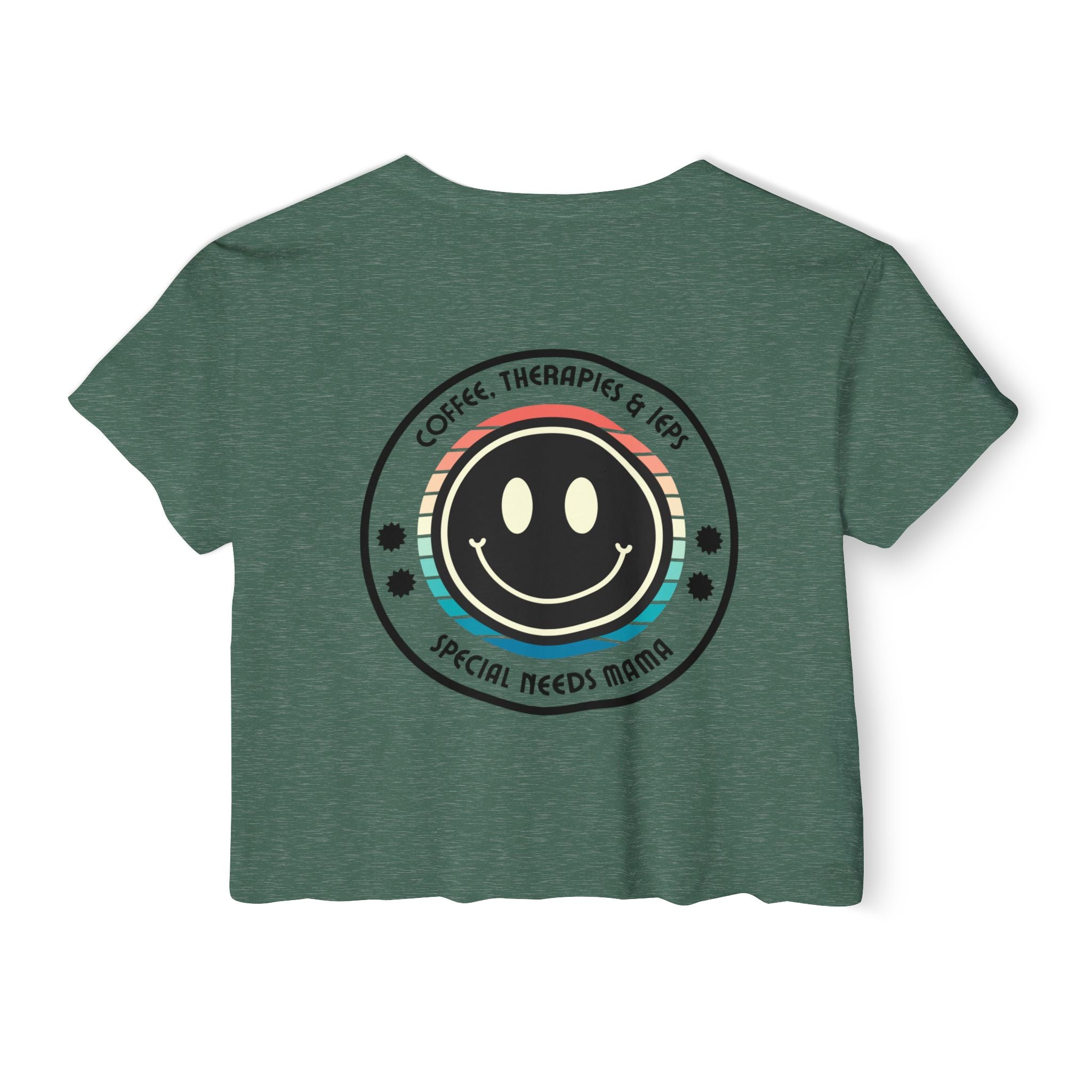 “Coffee, Therapies & IEP’s, Special Needs Mama” Women’s Crop Top